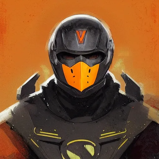 Prompt: portrait of a superhero by greg rutkowski, he looks like miles teller, he is wearing a black, orange and yellow kevlar gear with a mask, highly detailed portrait, digital painting, artstation, concept art, smooth, sharp foccus ilustration, artstation hq