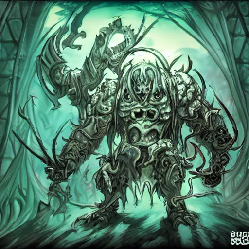 Image similar to chaos nurgle, anime art style, illustration