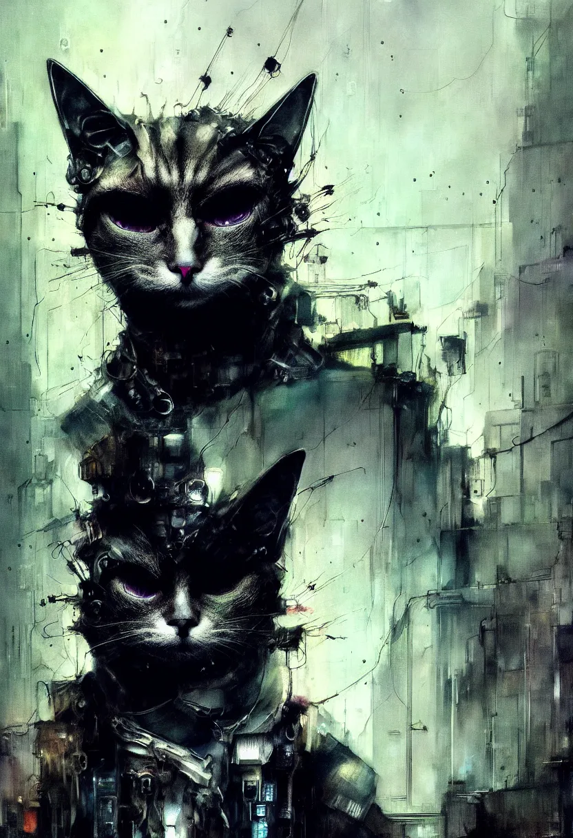 Image similar to future cyberpunk cat smiling, by emil melmoth zdzislaw beksinki craig mullins yoji shinkawa realistic render ominous detailed photo atmospheric by jeremy mann francis bacon and agnes cecile