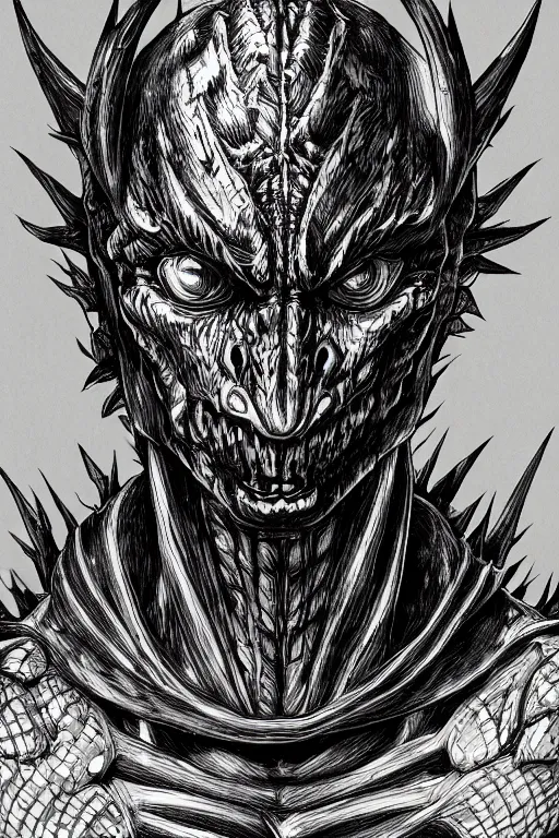 Prompt: pepper humanoid figure monster, symmetrical, highly detailed, digital art, sharp focus, trending on art station, kentaro miura manga art style