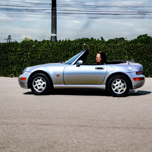 Prompt: a silver 1 9 9 9 miata. 3 5 mm 8 k