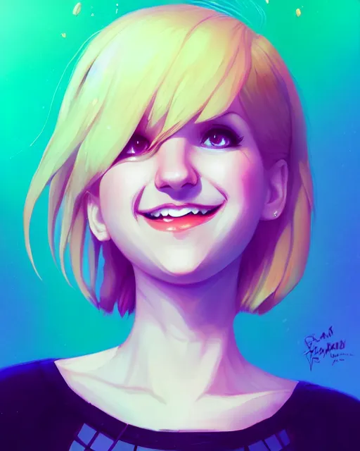 Image similar to a portrait of a beautiful full body Hayley Williams on stage smiling and dancing, art by lois van baarle and loish and ross tran and rossdraws and sam yang and samdoesarts and artgerm, digital art, highly detailed, intricate, sharp focus, Trending on Artstation HQ, deviantart, unreal engine 5, 4K UHD image