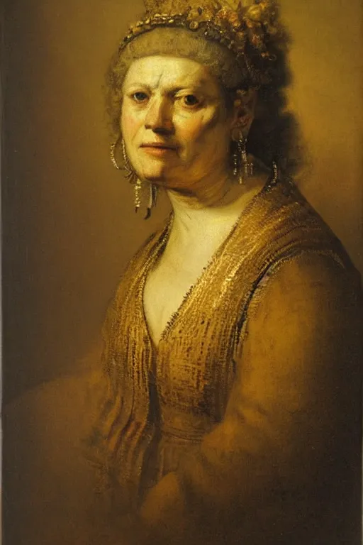 Prompt: Portrait of Sapphira Te'Laemara by Rembrandt.