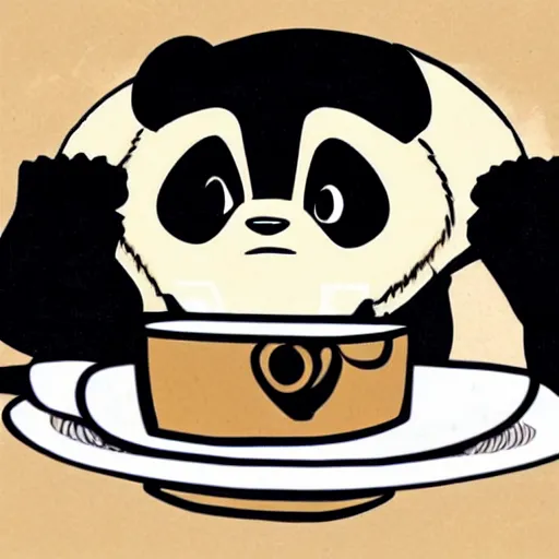 Prompt: Panda drinking a latte, pop anime style