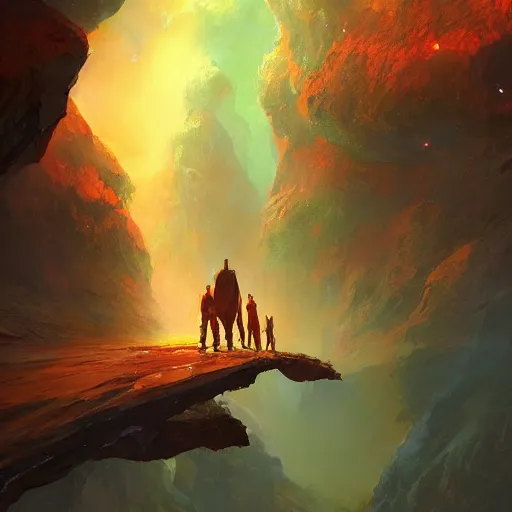 Prompt: a spiritual journey in the cosmos, by peter morbacher and marc simonetti, trending on artstation,