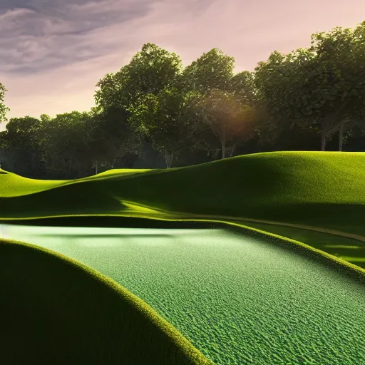 Image similar to futuristic golf track, details, 8k, day light