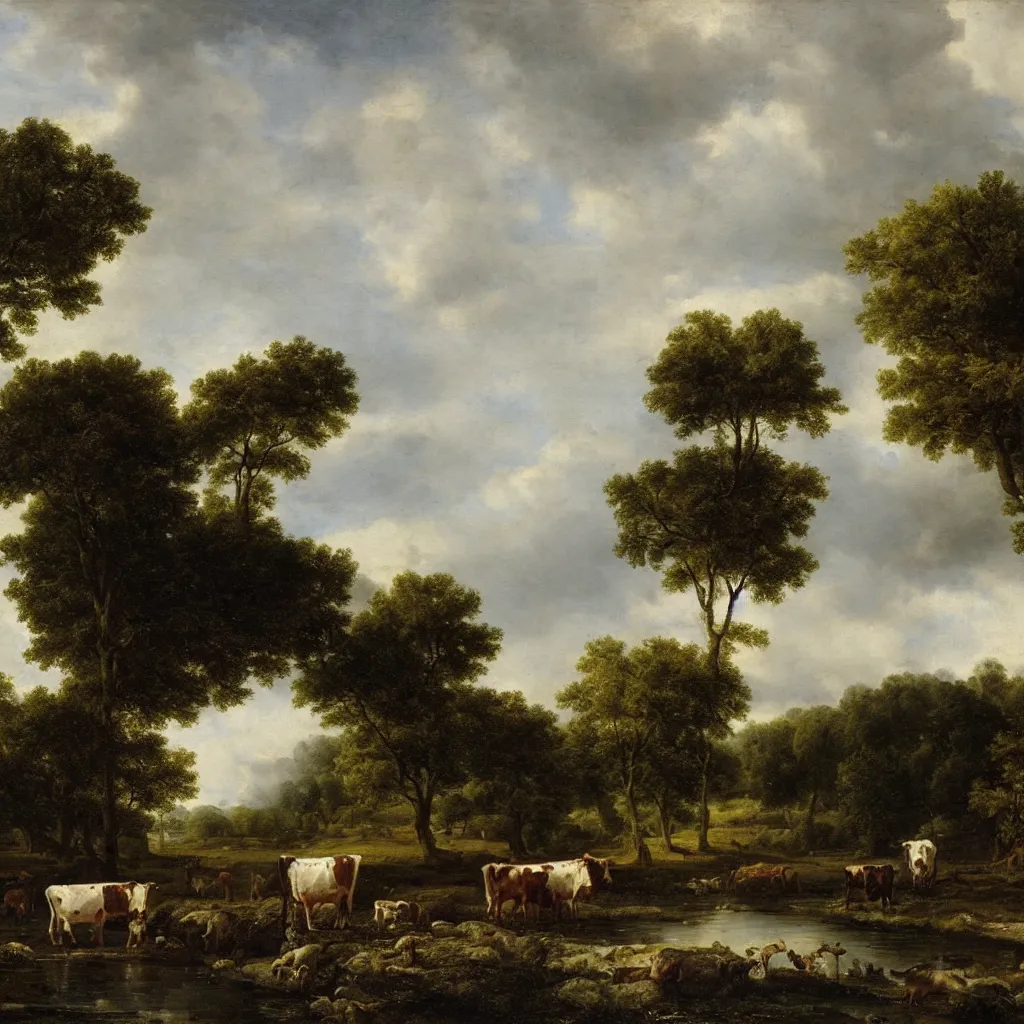 Image similar to Cows by a river by Jacob Van Ruisdael