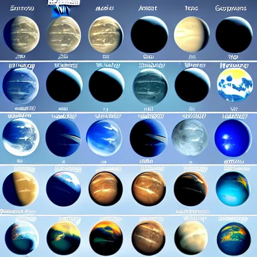 Image similar to a multilunar sky view with 2 0 different sizes and separate moons