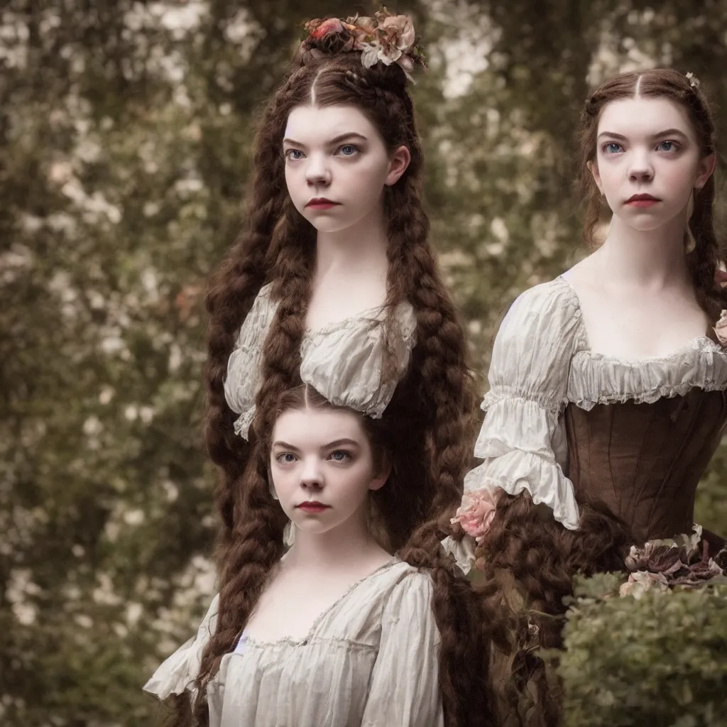 Prompt: high quality photo of Anya Taylor victorian era , photography 4k, f1.8 anamorphic, bokeh, 4k, Canon, Nikon