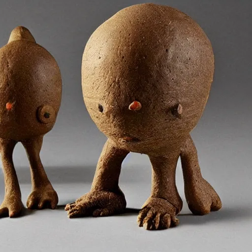 Image similar to weird little clay creatures designed by max ernst,