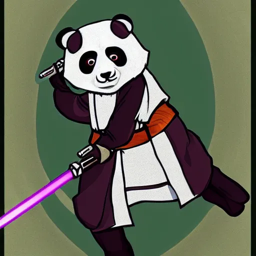 Image similar to jedi knight that looks like an anthropomorphic panda, fan art