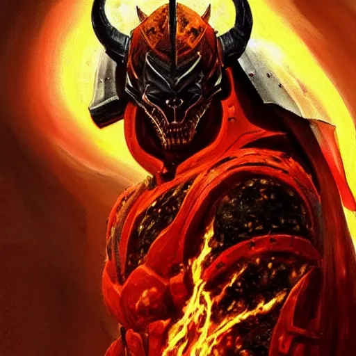 Image similar to surtur in heavy armor wearing a heavy platemail helmet, artstation hall of fame gallery, editors choice, #1 digital painting of all time, most beautiful image ever created, emotionally evocative, greatest art ever made, lifetime achievement magnum opus masterpiece, the most amazing breathtaking image with the deepest message ever painted, a thing of beauty beyond imagination or words