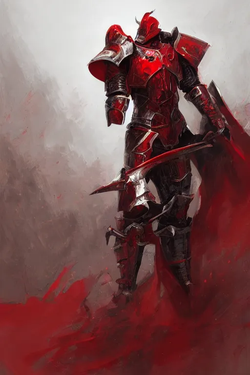 Image similar to knight armored in red, fantasy art, trending on artstation