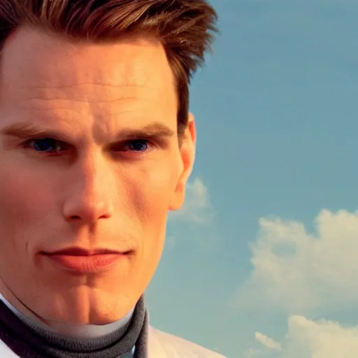 Image similar to Live Action Still of Jerma in The Truman Show, real life, hyperrealistic, ultra realistic, realistic, highly detailed, epic, HD quality, 8k resolution, film still