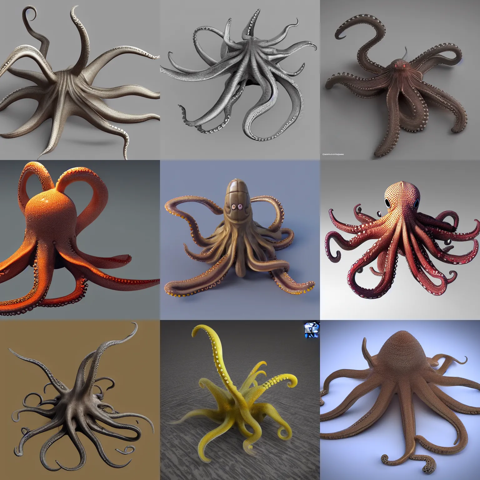 Image similar to 3 d model of an octopus, vray