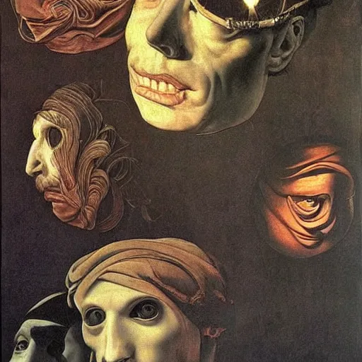 Image similar to the eyeless see all, by Caravaggio, by Michelangelo, by M.C. Escher, very detailed and colorful, beautiful, eerie, surreal, psychedelic