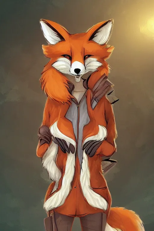 Image similar to an anthropomorphic fox, fursona!!!! trending on furaffinity, by kawacy