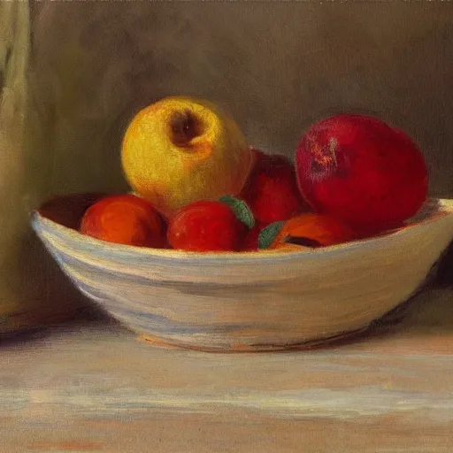 Prompt: in the style of Monet, a bowl of fruits, very highly detailed, 8k, wallpaper