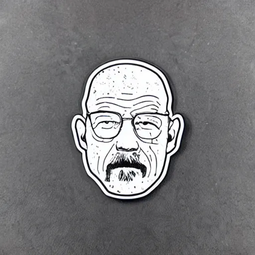 Image similar to die cut sticker, walter white breakdancing in techwear splatter paint