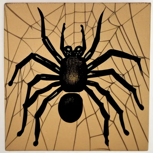 Image similar to spider, style of hydro74, woodblock