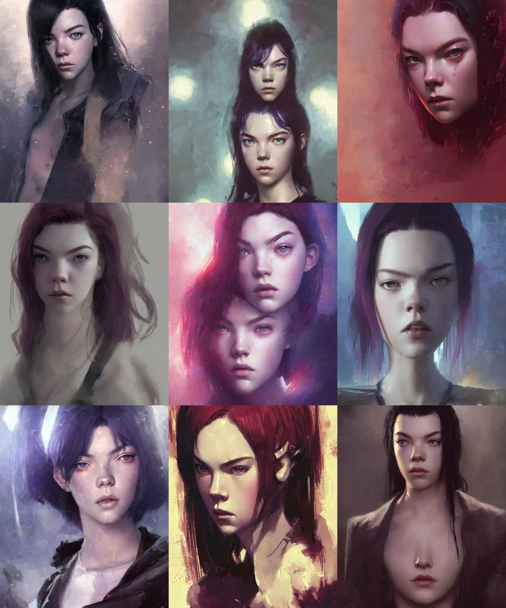 Prompt: digital art painting of anya taylor joy as motoko kusanagi painted by craig mullins and gaston bussiere and greg rutkowski, dramatic lighting, symmetrical facial features, symmetrical face, defined facial features, close up
