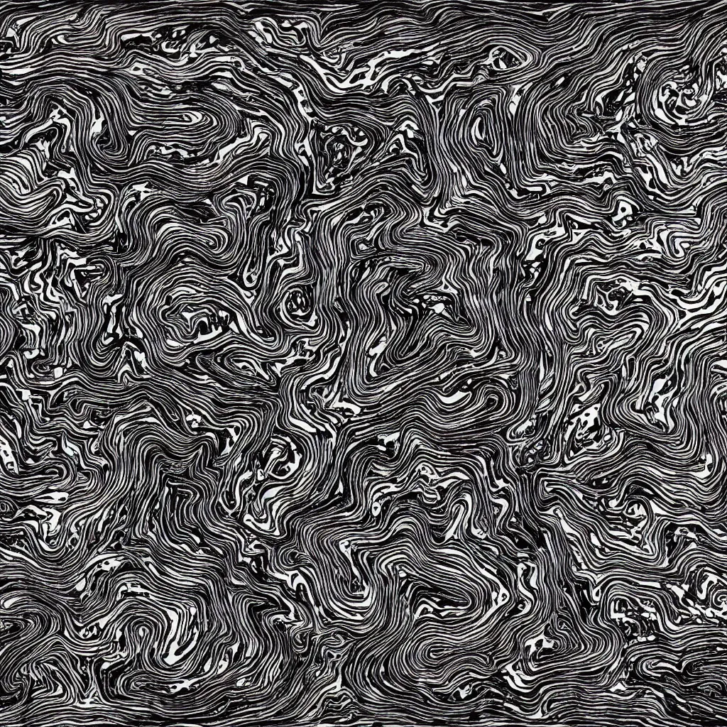 Image similar to topo camo, swirls, technical, acrylic, teeth, death metal, eerie, tribal, clay, dotting, lines, stipple, points, cybernetic, style of old painting, francis bacon art, sleep paralysis, hypnosis, eerie, terror, oil, neon, black and white, color splotches, colorful dots, ominous, abstract