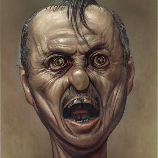 Prompt: Portrait by H.R.Giger of Igor Ivanovich Strelkov who became a degenerate horror Abomination, photo-realistic, color image, 2K, highly detailed