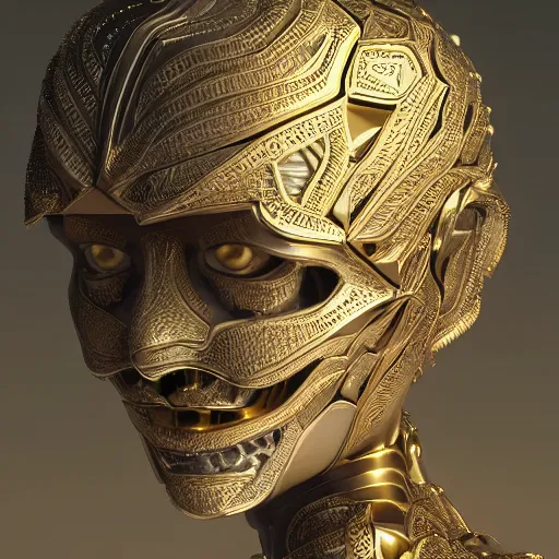 Prompt: darklord amdusc beautiful natural soft light, rim light, gold fractal details, fine lace, mandelbot fractal anatomical, glass, facial muscles, elegant, ultra detailed, metallic armor, octane render