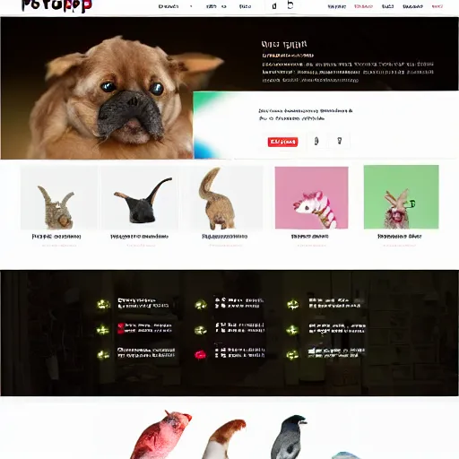 Image similar to petshop ecommerce website sketch, menu bar on top and on the left side, mate colours