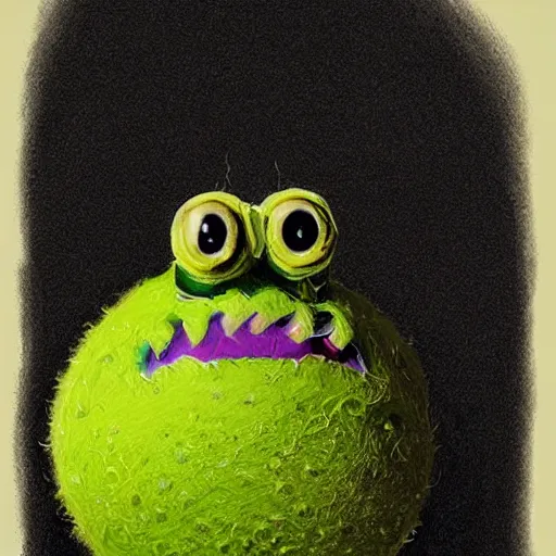 Image similar to a portrait of a tennis ball monsters, digital art, fantasy, magic, chalk, trending on artstation, ultra detailed, professional illustration by basil gogos