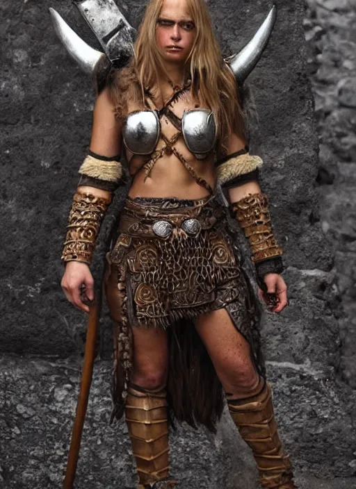 Prompt: viking barbarian very beautiful girl with intricate very detailed leather armor and wolf pelts, wolf heads, aggressive look, full body, photorealistic, soft lighting, dungeon and dragons, dnd, fantasy, extremely detailed