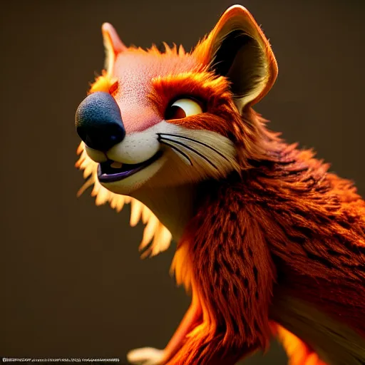 Prompt: weta disney pixar movie still macro close photo of anthropomorphic vulpes vulpes fulva wearing koala : : by weta, greg rutkowski, wlop, ilya kuvshinov, rossdraws, artgerm, octane render, iridescent, bright morning, anime, liosh, mucha : :
