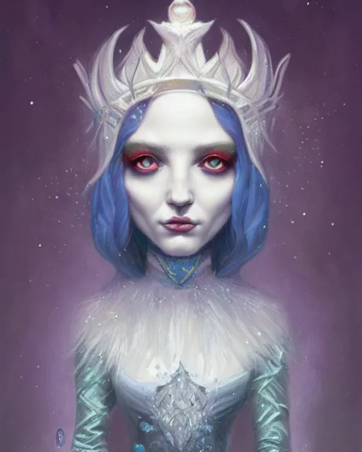 Prompt: frost priestess portrait, by mark ryden, dan hiller, peter mohrbacher, artstation