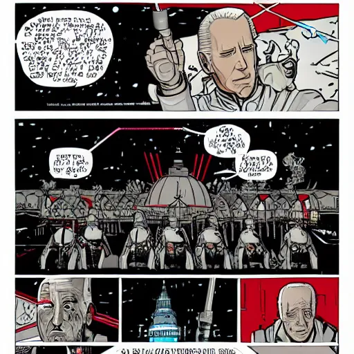 Prompt: Joe Biden with laser eyes and cool armor, portal to hell, ruling over washington DC by Laurie Greasley and Studio Ghibli