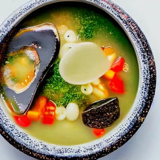 Prompt: space soup in a bowl, food photography, award winning