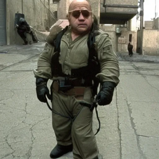 Image similar to danny devito as solid snake in metal gear solid, playstation 1