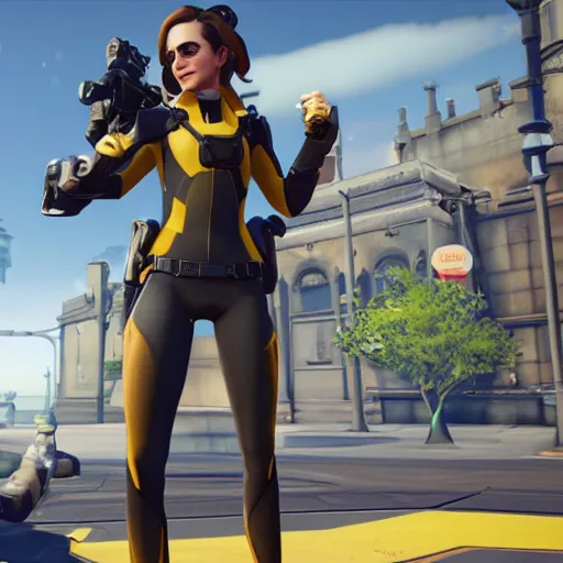 Image similar to full body Emma Watson screenshot from overwatch play of the game