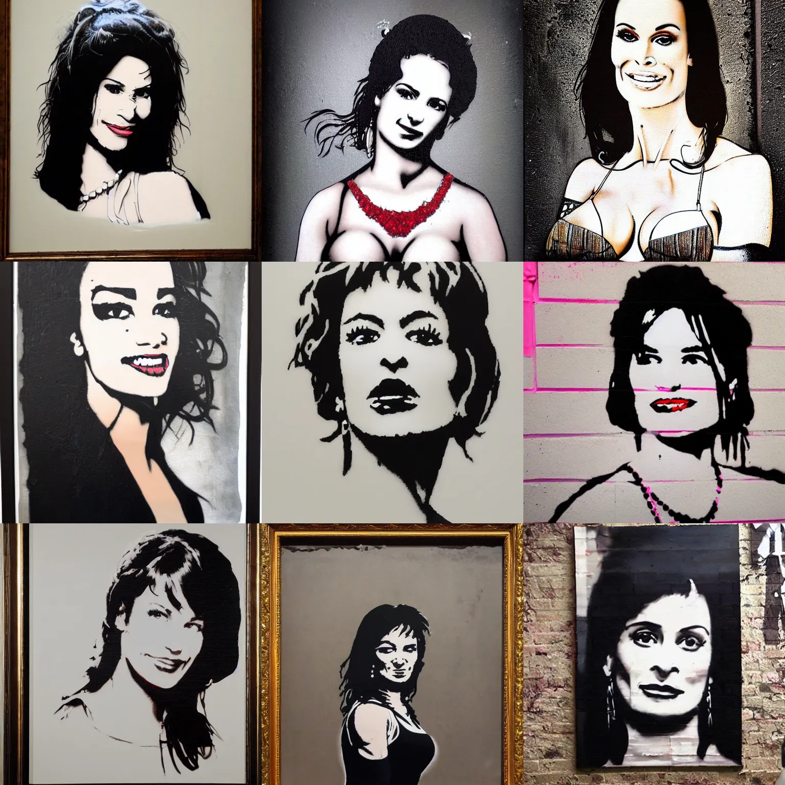 Prompt: portrait of lisa ann, by banksy