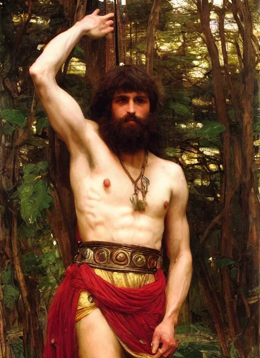 Image similar to Wikus, of the high glade. Centaur. Orientalist portrait by john william waterhouse and Edwin Longsden Long and Theodore Ralli and Nasreddine Dinet, oil on canvas. Cinematic, hyper realism, realistic proportions, dramatic lighting, high detail 4k