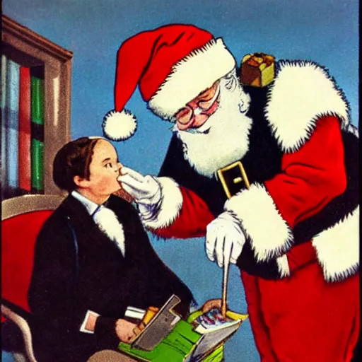Image similar to A doctor diagnosing Santa