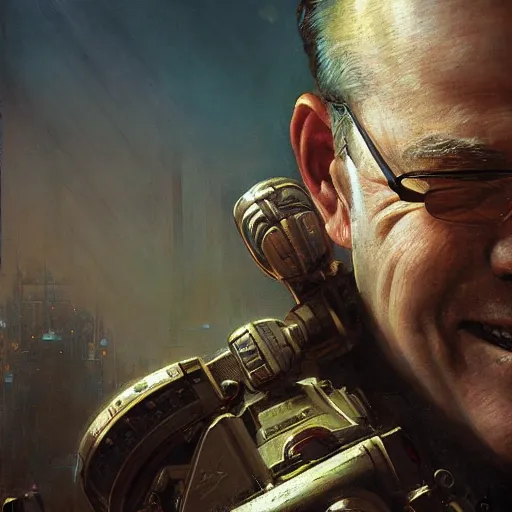 Image similar to portrait of hollywood agent gary murdoch, who lives in a nissan sentra. caustics, war hero, apex legends, by gaston bussiere, bayard wu, greg rutkowski, giger, maxim verehin