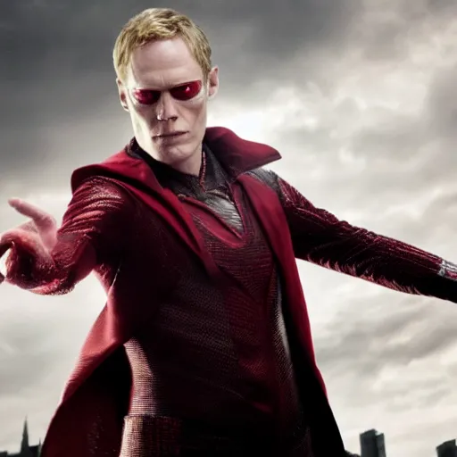 Prompt: Paul Bettany as the scarlet witch