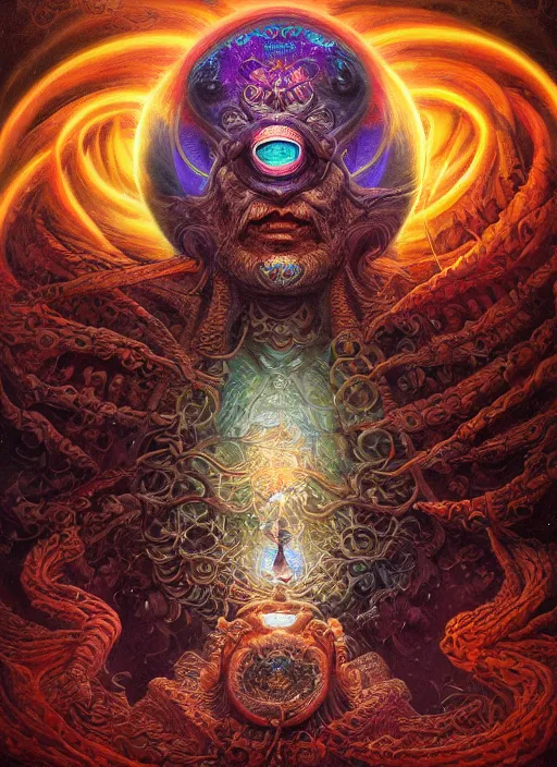 Image similar to dan deacon glowing eyes, shamanic poster lsd art, intricate, elegant, highly detailed, centered, digital painting, artstation, concept art, smooth, sharp focus, illustration, artgerm, tomasz alen kopera, peter mohrbacher, donato giancola, joseph christian leyendecker, wlop, frank frazetta