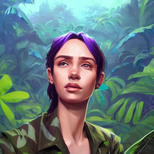 Image similar to portrait of a thri - kreen, jungle background, purple sky, behance hd artstation by jesper ejsing by rhads, makoto shinkai and lois van baarle, ilya kuvshinov, ossdraws