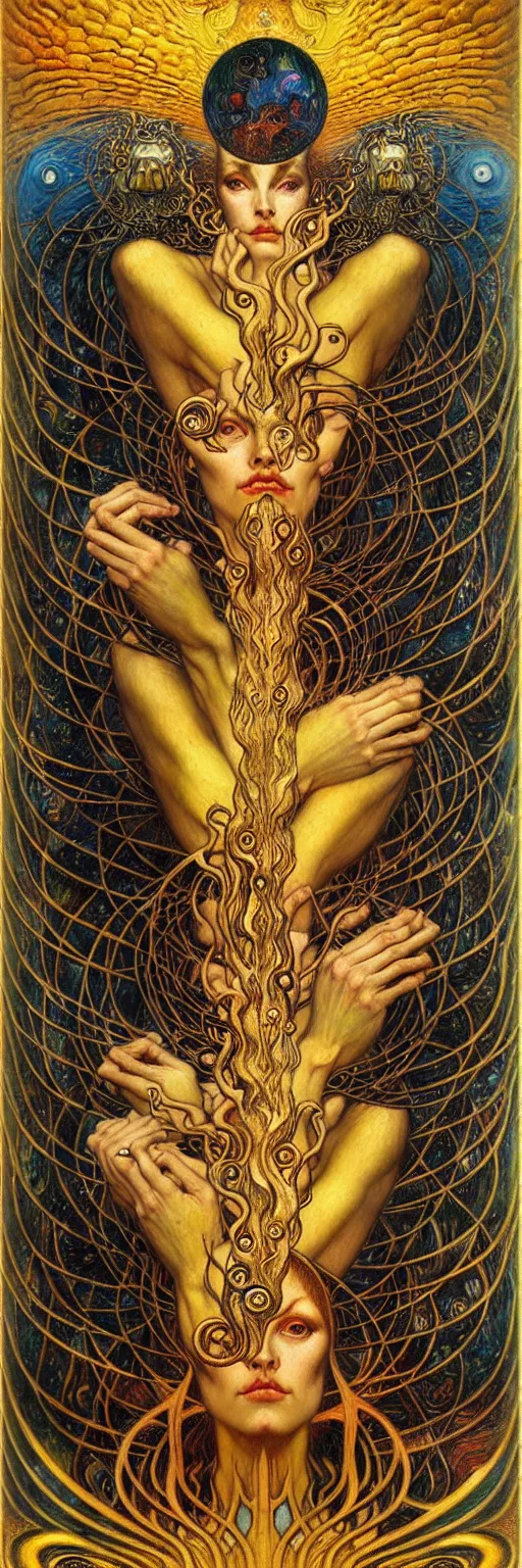 Image similar to Divine Chaos Engine by Karol Bak, Jean Delville, William Blake, Gustav Klimt, and Vincent Van Gogh, symbolist, visionary