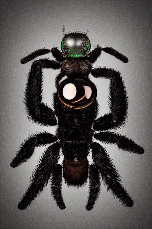 Image similar to a portrait of a handsome tarantula!!! wearing a monocle and a victorian suit, character art, headshot, trending on artstation, macro lens photography of a cute spider wearing a tuxedo!