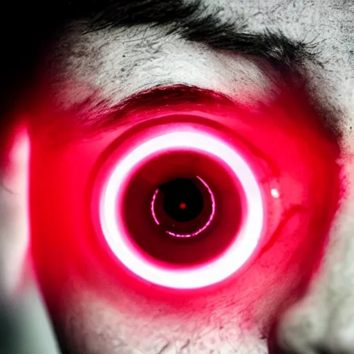 Image similar to a man with red glowing eyes