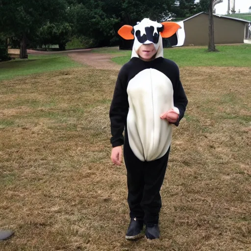 Image similar to wearing cow costume, craigslist photo