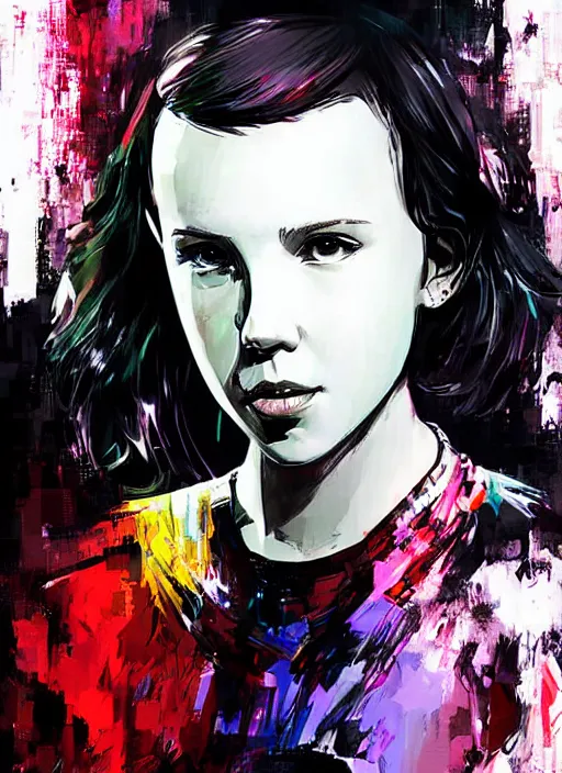 Prompt: Digital Art of Millie Bobby Brown by Yoji Shinkawa and RossDraws