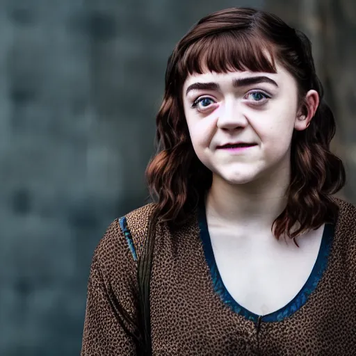 Prompt: portrait of maisie williams in surabaya today, f/3.5, ISO 100